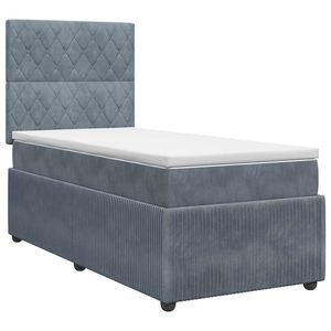 vidaXL Lit boxspring avec matelas Gris fonc&eacute; Simple Velours