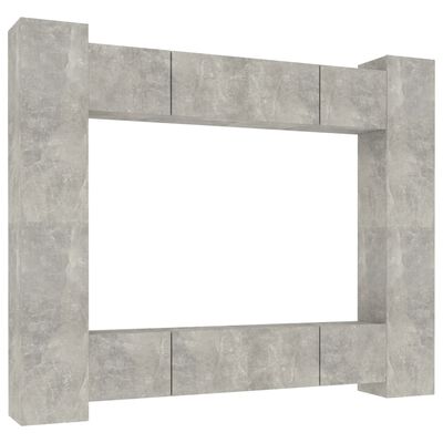 vidaXL Ensemble de meubles TV 8 pcs Gris béton Bois d'ingénierie