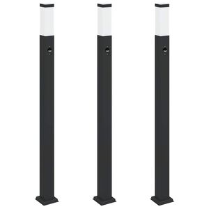 vidaXL Bornes lumineuses avec d&eacute;tecteur lot de 3 110 cm noir IP44