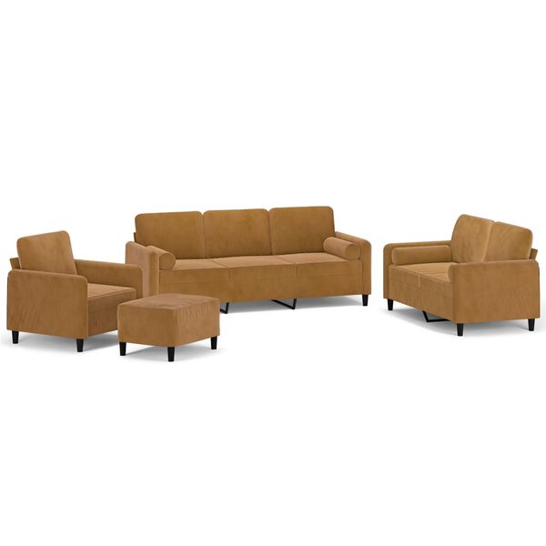 vidaXL Ensemble de canap&eacute;s 4pcs coussins d&eacute;coratifs et coussins Marron
