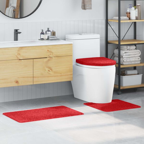 vidaXL Ensemble de tapis de bain antid&eacute;rapants 3 pcs Rouge PP
