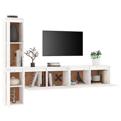 vidaXL Meubles TV 4 pcs Blanc Bois massif de pin