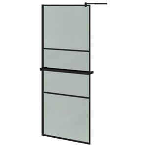 vidaXL Paroi de douche avec &eacute;tag&egrave;re Noir 80x195 cm Verre ESG&Aluminium