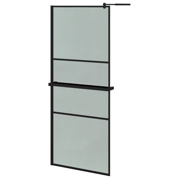 vidaXL Paroi de douche avec &eacute;tag&egrave;re Noir 80x195 cm Verre ESG&Aluminium