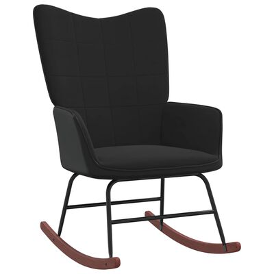 vidaXL Chaise à bascule avec repose-pied Noir Velours et PVC
