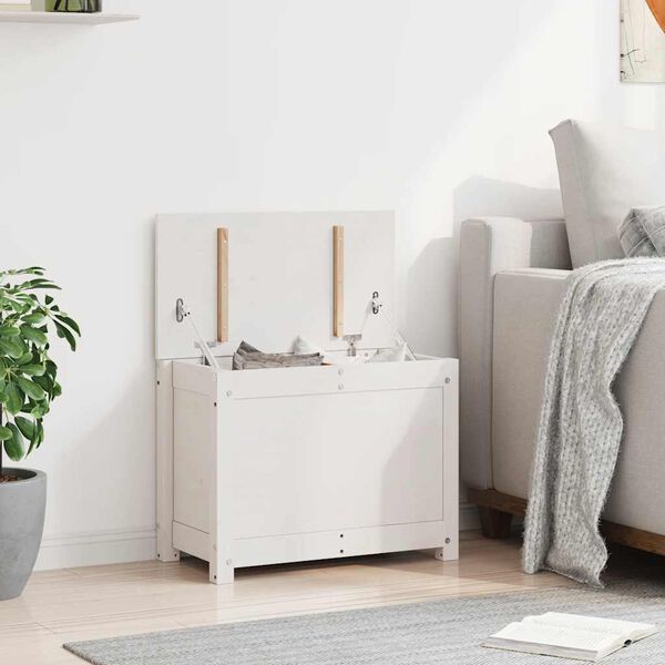 vidaXL Bo&icirc;te de rangement Blanc 60x32x45,5 cm Bois massif de pin