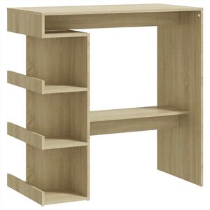 vidaXL Table de bar &eacute;tag&egrave;re de rangement Ch&ecirc;ne sonoma Bois ing&eacute;nierie
