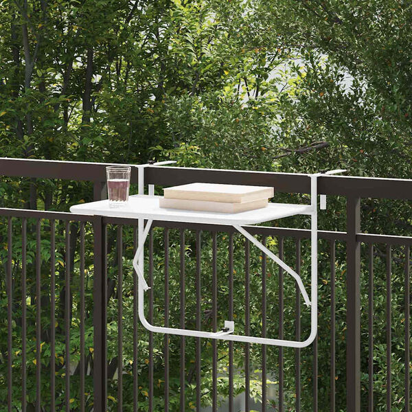 vidaXL Table Suspendue de Balcon Blanc 60 x 39 x 65 cm Acier