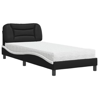 vidaXL Lit avec matelas noir et blanc 80x200 cm similicuir