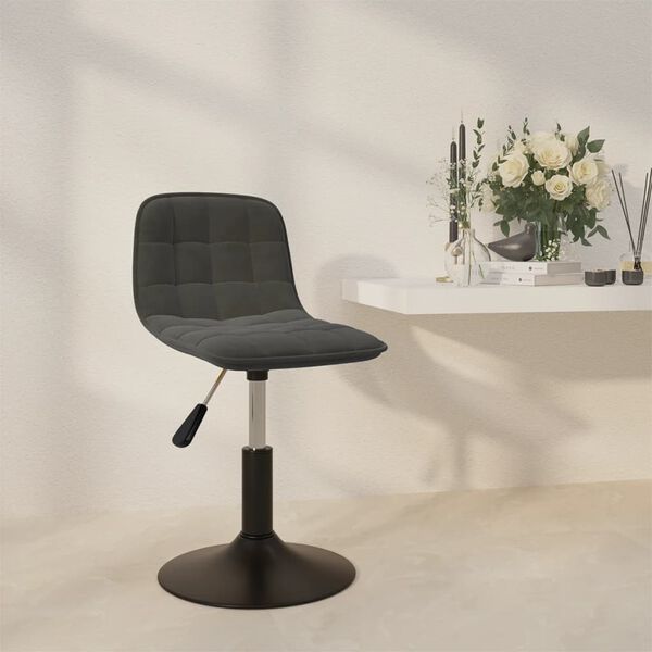 vidaXL Chaise pivotante &agrave; manger Gris fonc&eacute; Velours