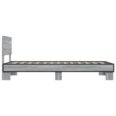 vidaXL Cadre de lit sonoma gris 90x200 cm bois d'ingénierie et métal