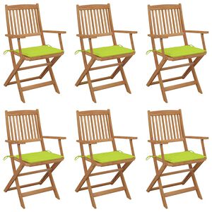 vidaXL Chaises pliantes 6 pi&egrave;ces avec coussins en bois d'acacia massif