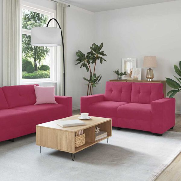 vidaXL Ensemble de Canap&eacute;s 3 pcs Rouge Vent 221 x 80 x 80 cm Velours