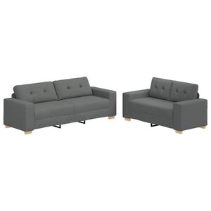 vidaXL Ensemble de canap&eacute; 2 pcs avec coussins en tissu gris fonc&eacute;