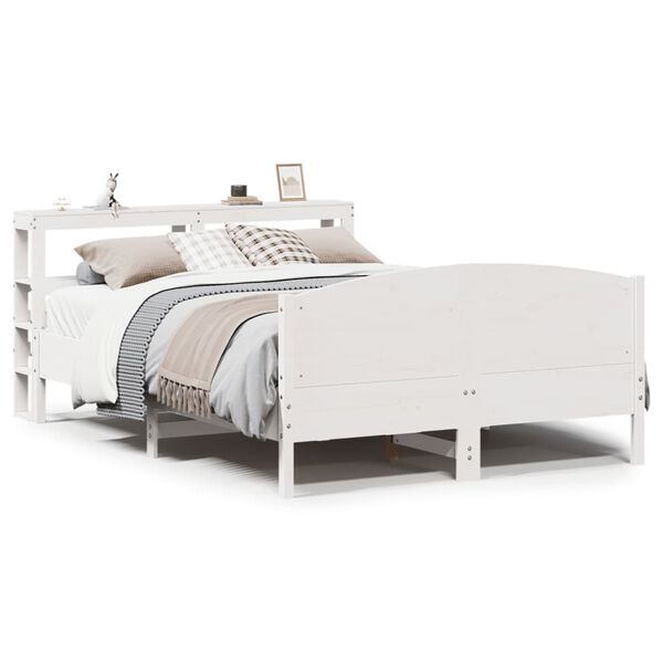 vidaXL Cadre de lit sans matelas blanc 140x190 cm bois de pin massif