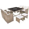 vidaXL Ensemble &agrave; manger d'ext&eacute;rieur et coussins 9 pcs r&eacute;sine tress&eacute;e