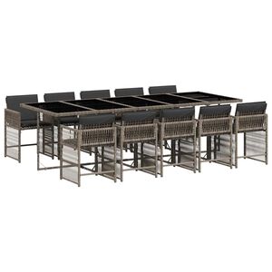 vidaXL Ensemble &agrave; manger de jardin 11pcs avec coussins gris poly rotin