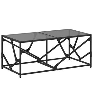 vidaXL Table basse avec dessus en verre noir 98,5x50x41 cm acier