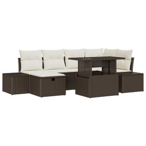 vidaXL Ensemble de canap&eacute; de jardin 7 pcs Marron Poly rotin