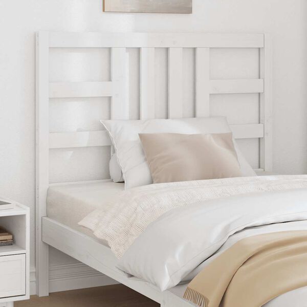 vidaXL T&ecirc;te de lit Blanc 106x4x100 cm Bois massif de pin