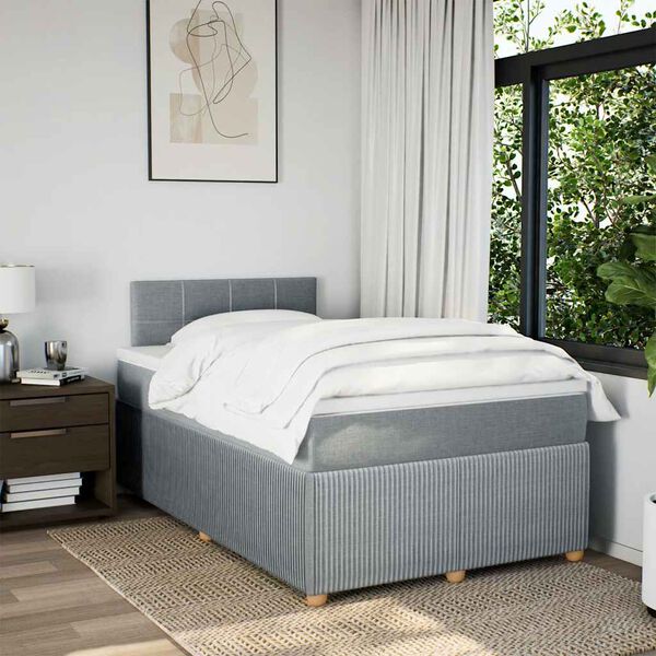 vidaXL Sommier &agrave; lattes de lit avec matelas Gris clair 120x200cm Tissu