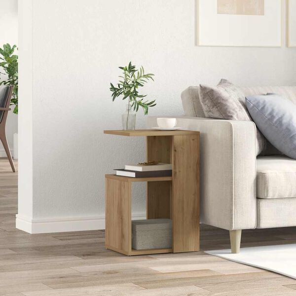 vidaXL Table d'appoint ch&ecirc;ne artisanal 36x30x56 cm bois d'ing&eacute;nierie