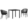 vidaXL Ensemble de salle &agrave; manger pour jardin 3 pc Noir