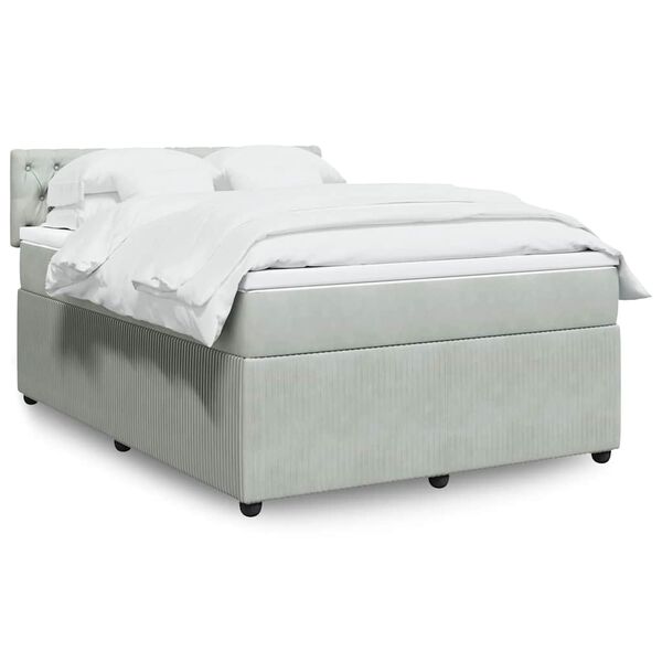 vidaXL Sommier &agrave; lattes de lit et matelas Gris clair 160x200cm Velours