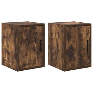 vidaXL Armoires murales de garage 2 pcs ch&ecirc;ne fum&eacute; bois d'ing&eacute;nierie