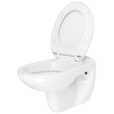 vidaXL Toilette avec siège avec fermeture en douceur Céramique Blanc