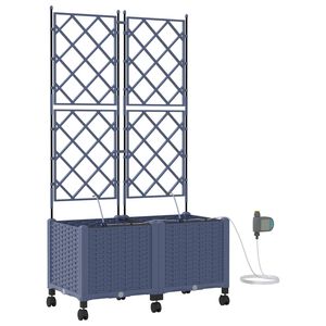 vidaXL Porte-plante de jardin avec irrigation et roues 2 pc Gris PP