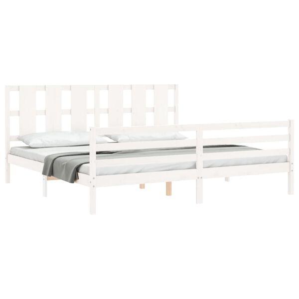 vidaXL Cadre de lit sans matelas blanc bois massif