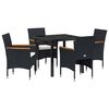 vidaXL Ensemble de salle &agrave; manger pour jardin 5 pcs Noir polyrotin