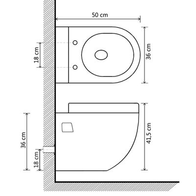 vidaXL Toilette suspendue au mur avec réservoir haut caché Céramique
