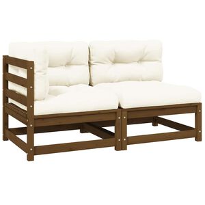 vidaXL Salon de jardin 2 pcs avec coussins Marron miel Bois de pin