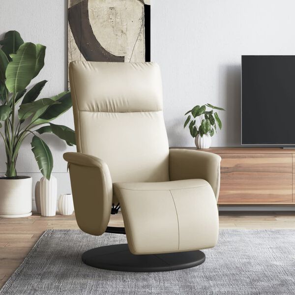 vidaXL Fauteuil inclinable avec repose-pieds cr&egrave;me similicuir