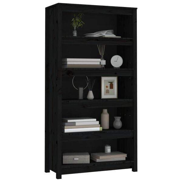vidaXL Biblioth&egrave;que Noir 80x35x154 cm Bois de pin massif