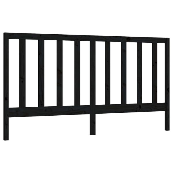 vidaXL T&ecirc;te de lit Noir 206x4x100 cm Bois massif de pin