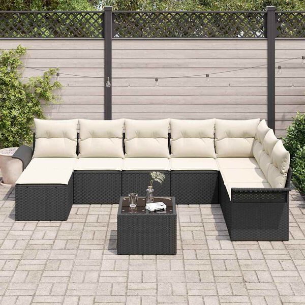 vidaXL Ensemble de canap&eacute; de jardin 9 pcs Marron Poly rotin