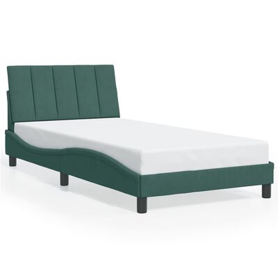 vidaXL Cadre de lit sans matelas vert foncé 100x200 cm velours