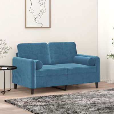 vidaXL Coussins décoratifs lot de 2 Bleu Ø15x50 cm Velours