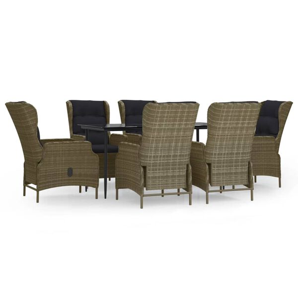 vidaXL Ensemble &agrave; manger de jardin 7 pcs Marron R&eacute;sine tress&eacute;e