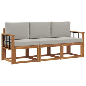 vidaXL Ensemble de canap&eacute;s d'ext&eacute;rieur 3 pc Gris Naturel et Clair