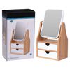 Bathroom Solutions Miroir de maquillage avec 2 tiroirs Blanc et bambou