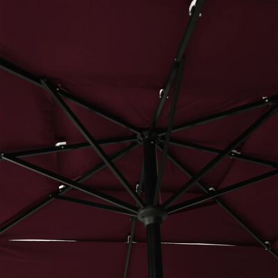 vidaXL Parasol de jardin à 3 niveaux mât en aluminium rouge bordeaux