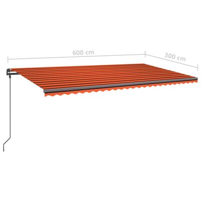 vidaXL Auvent manuel rétractable avec LED 6x3 m Orange et marron