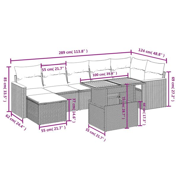 vidaXL Salon de jardin 8 pcs avec coussins gris r&eacute;sine tress&eacute;e