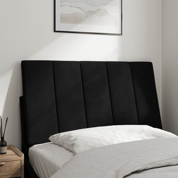 vidaXL Coussin de t&ecirc;te de lit Hanko noir 90 cm velours