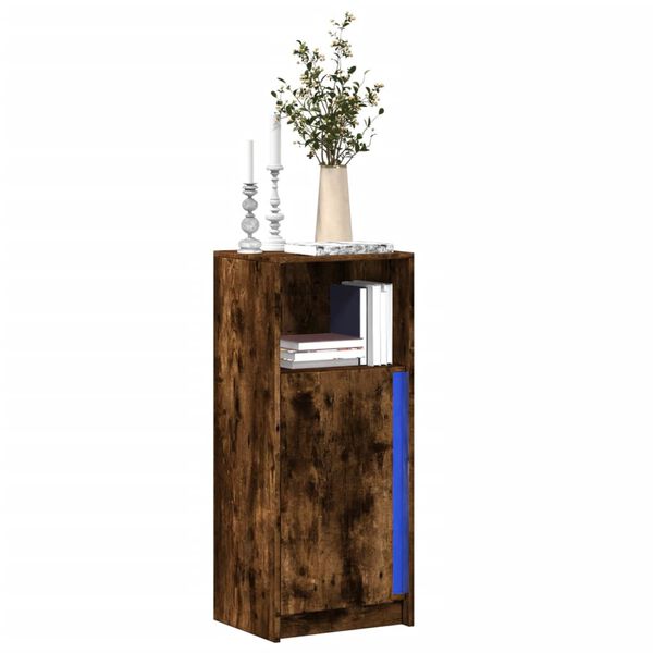 vidaXL Buffet avec LED ch&ecirc;ne fum&eacute; 42,5x34x100 cm bois d'ing&eacute;nierie