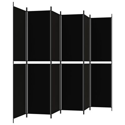 vidaXL Cloison de séparation 6 panneaux Noir 300x220 cm Tissu